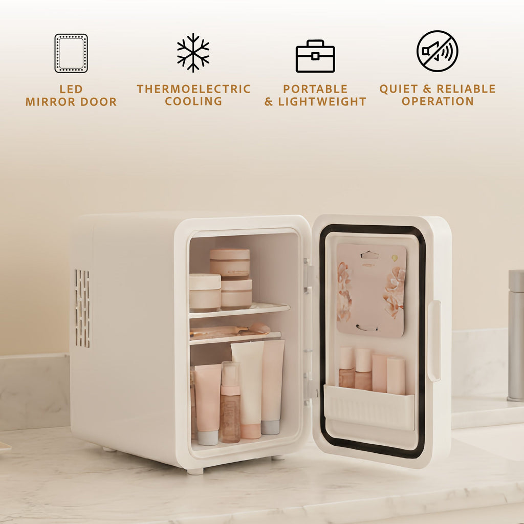 Mini Beauty Fridge with LED Mirror Door