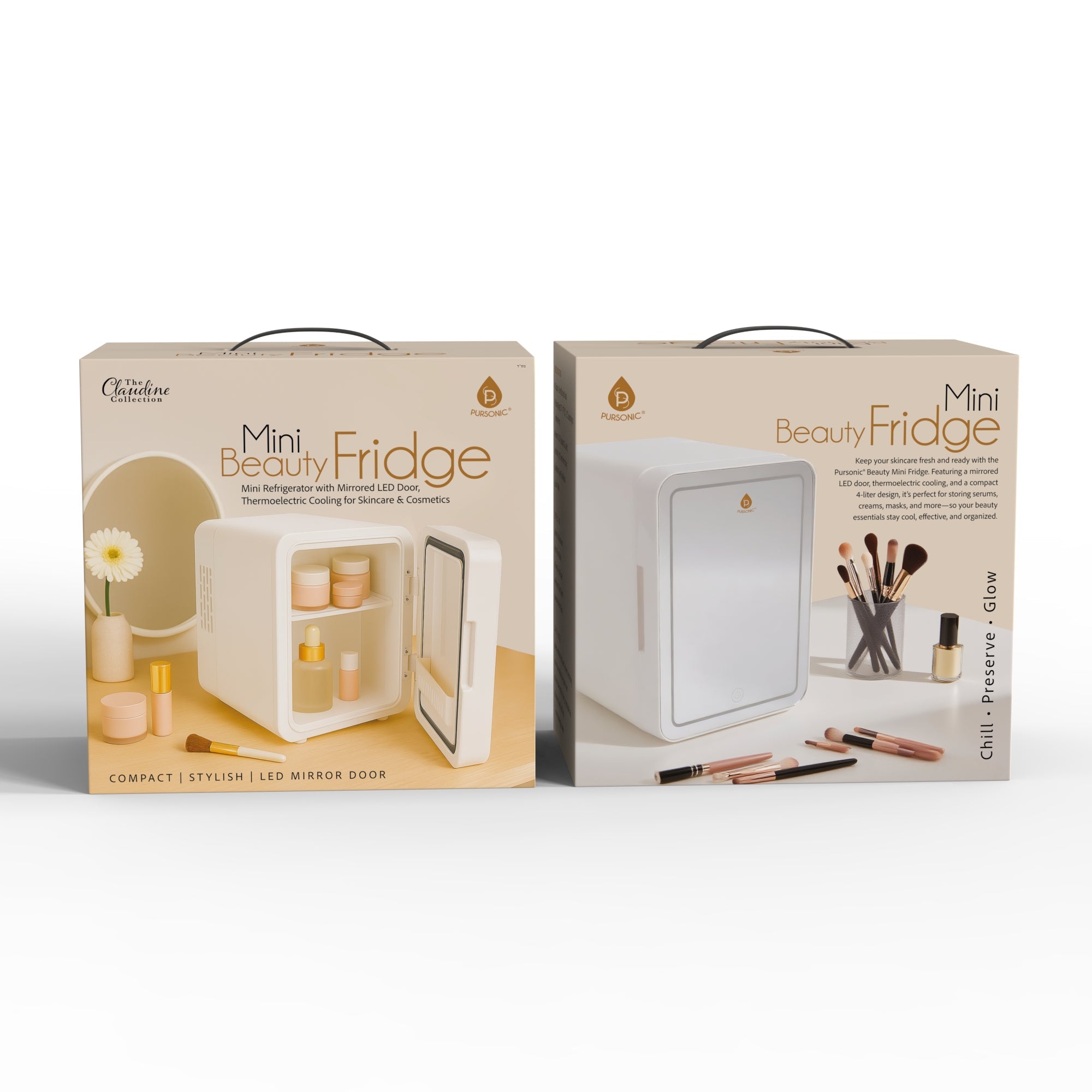 Mini Beauty Fridge with LED Mirror Door