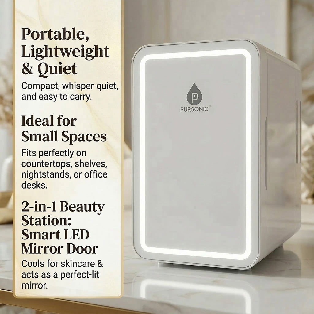 Mini Beauty Fridge with LED Mirror Door