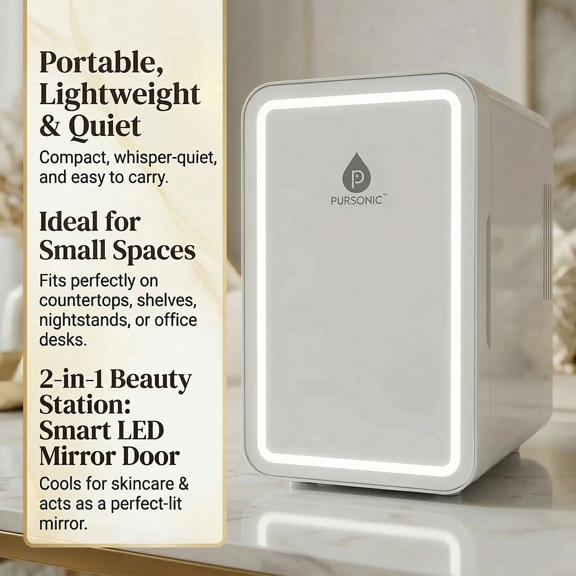 Mini Beauty Fridge with LED Mirror Door